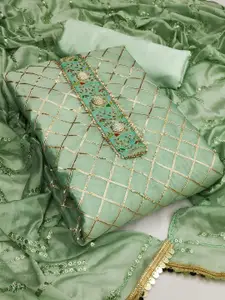 Maroosh Checked Embroidered Gotta Patti Unstitched Dress Material