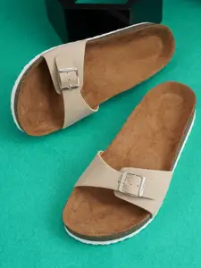 MOZAFIA Women Open Toe Flats with Buckles