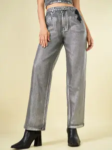 SF JEANS by Pantaloons Women Straight Fit High-Rise Low Distress Heavy Fade Jeans