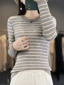 KPOP Women Striped Pullover