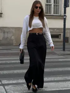 KPOP Women Straight Maxi Skirt