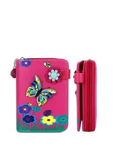 NFI essentials Women Floral Printed PU Two Fold Wallet