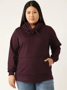 theRebelinme Women Plus Size Cotton Solid Hooded Sweatshirt