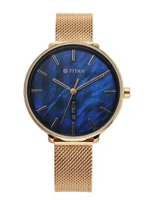Titan Women Brass Dial & Stainless Steel Straps Analogue Watch 2763WM01
