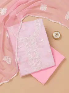 Koskii Floral Printed Beads and Stones Tissue Unstitched Dress Material