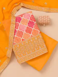 Koskii Ethnic Motifs Embroidered Zari Unstitched Dress Material