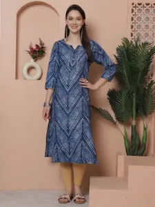 KALINI Women Round Neck Foil Printed Kurta