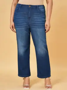 Honey Curvytude by Pantaloons Women Straight Fit High-Rise Light Fade Stretchable Jeans