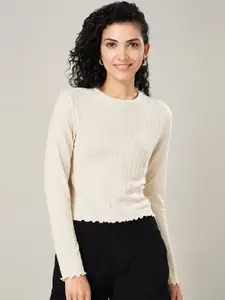 People Women Self Design Round Neck Long Sleeves Top