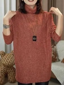 HERE&NOW Women Turtle Neck Longline Pullover