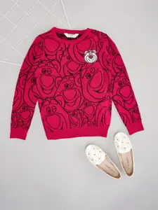 Pantaloons Junior Girls Graphic Printed Round Neck Long Sleeves Pullover Sweater