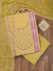 Koskii Floral Embroidered Sequinned Unstitched Dress Material