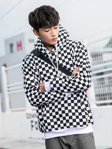 StyleCast Men Cotton Checked Hooded Pullover Sweatshirt