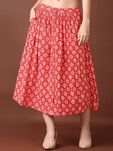 V-Mart Women Casual Geometric Flared Midi Skirts