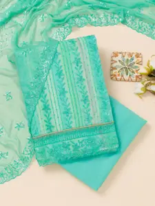 Koskii Floral Embroidered Sequinned Unstitched Dress Material