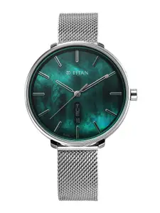 Titan Women Brass Dial & Stainless Steel Straps Watch 2763SM01