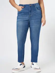 Honey Curvytude by Pantaloons Women Cotton Skinny Fit High-Rise Light Fade Jeans