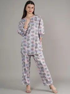 BAESD Printed Three-Quarter Sleeves Top & Trouser