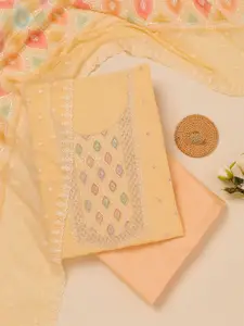 Koskii Ethnic Motifs Embroidered Sequinned Unstitched Dress Material