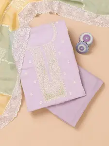 Koskii Floral Embroidered Thread Work Organza Unstitched Dress Material