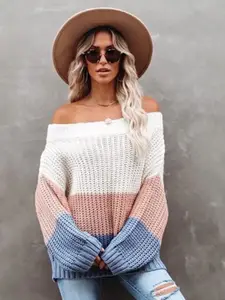 KPOP Women Colourblocked Pullover Sweater