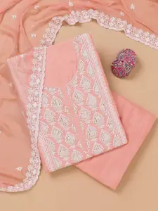 Koskii Ethnic Motifs Embroidered Sequinned Unstitched Dress Material