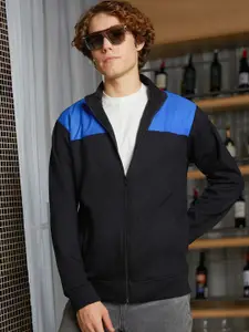 Campus Sutra Men Colourblocked Lightweight Biker Jacket with Patchwork