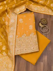 Koskii Floral Embroidered Zari Work Unstitched Dress Material