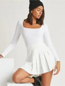 AAHWAN Women Square Neck Long Sleeves Top