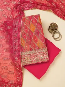 Koskii Ethnic Motifs Embroidered Beads & Stones Unstitched Dress Material