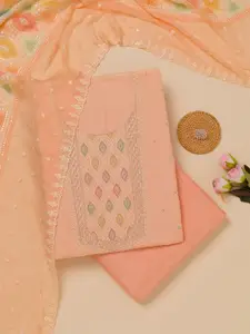 Koskii Floral Embroidered Sequinned & ThreadWork Georgette Unstitched Dress Material