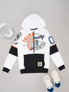 Pantaloons Junior Boys Typography Printed Pure Cotton Hooded Sweatshirt