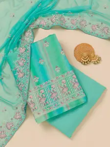 Koskii Floral Embroidered Unstitched Dress Material