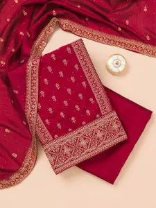 Koskii Ethnic Motifs Embroidered Zari Unstitched Dress Material