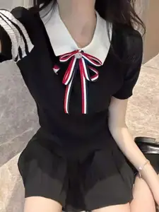 KPOP Women Lapel Collar Pullover Sweater