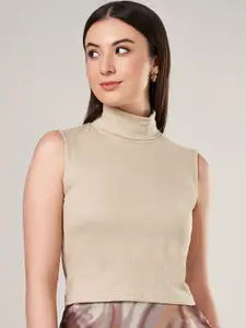 People Solid High Neck Sleeveless Top