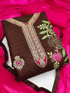 Maroosh Floral Embroidered Zari Unstitched Dress Material