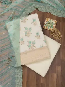 Koskii Floral Embroidered Sequinned Unstitched Dress Material