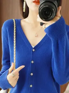 KPOP Women V-Neck Long Sleeves Cardigan Sweaters