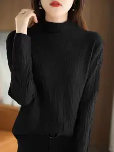 KPOP Women Self Design Pullover Sweater