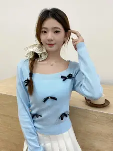 KPOP Women Self Design Cotton Pullover