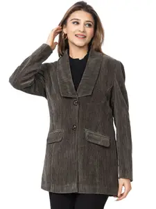 ELEVEIGHT Self Design Shawl Collar Single Breasted Blazer