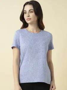 Van Heusen Women Cotton Lavender Printed Relax Fit Lounge T-Shirt