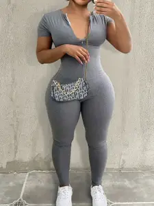 KPOP Women V-Neck Short Sleeves Casual Jumpsuit