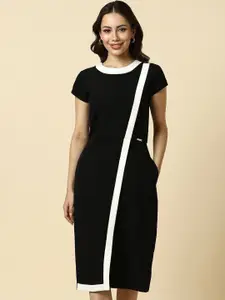 Allen Solly Woman Women Colourblocked Formal Sheath Knee Length Dress