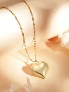 DressBerry Stainless Steel 18K Gold-Plated Heart Shaped Pendant With Chain