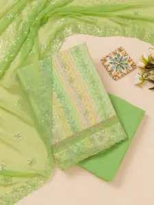 Koskii Floral Embroidered Sequinned Georgette Unstitched Dress Material