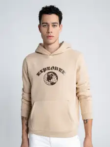 EDRIO Men Printed Hooded Pullover Sweatshirt