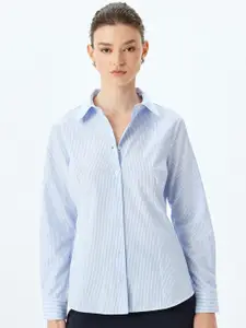 Koton Women Slim Fit Pinstripes Opaque Striped Casual Shirt