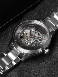 French Connection Men Embellished Dial & Bracelet Style Straps Automatic Watch FCA10SM